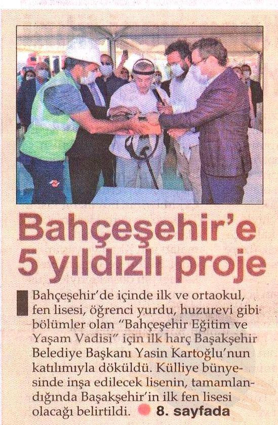 Bahçeşehir'e 5 Yıldızlı Proje