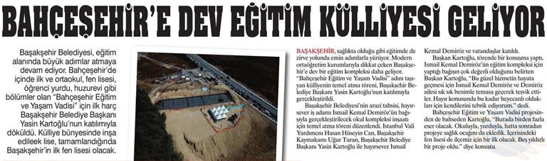 Bahçeşehir'e Dev Eğitim Külliyesi Geliyor